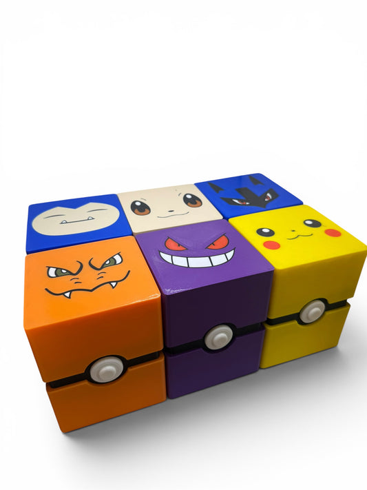 Custom Pokémon character deck box with Charizard face design compatible with TCG card sleeves