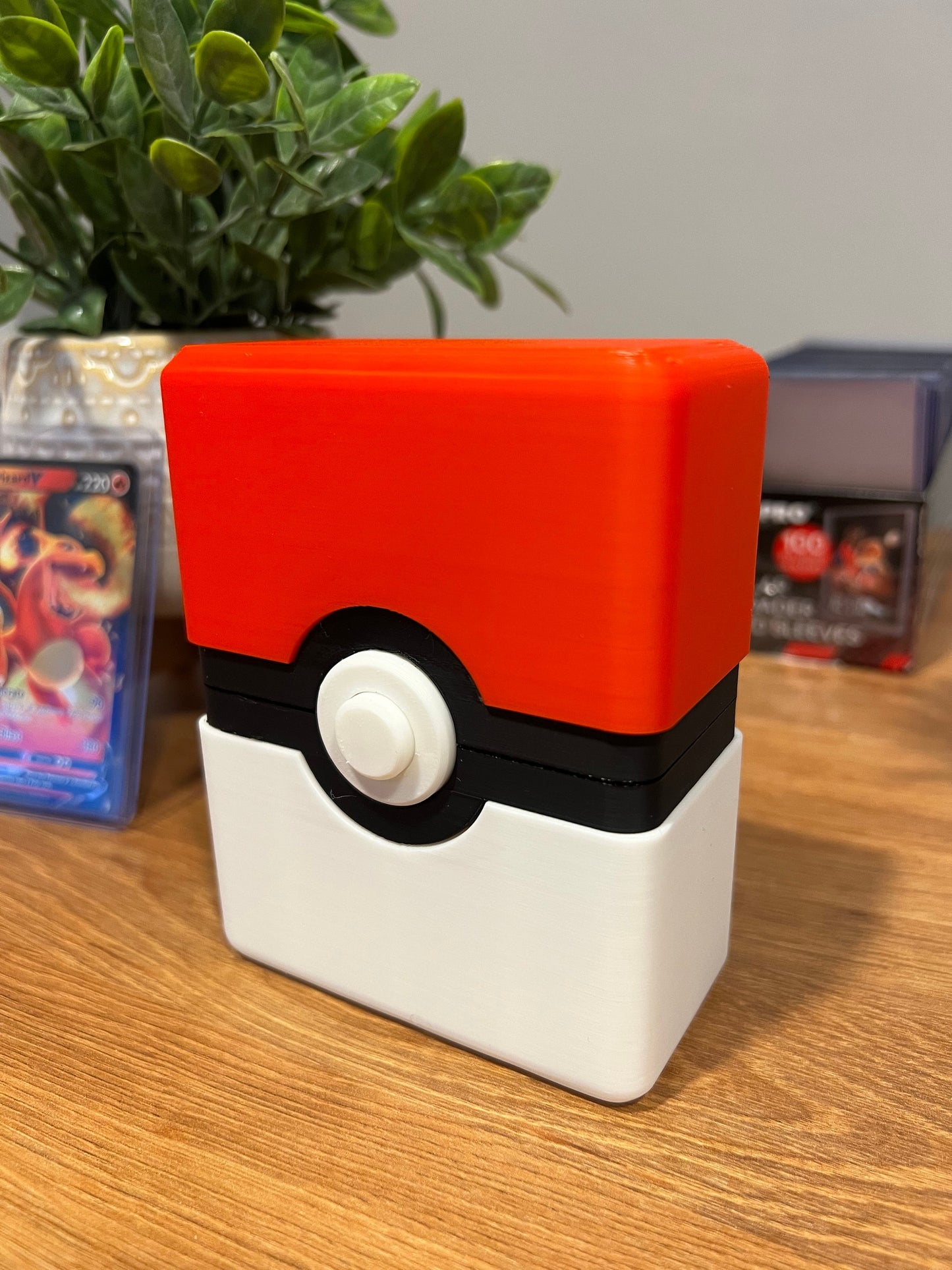 Custom Pokémon TCG deck box holding trading cards compatible with standard card sleeves