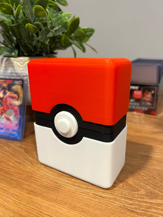 Custom Pokémon TCG deck box holding trading cards compatible with standard card sleeves
