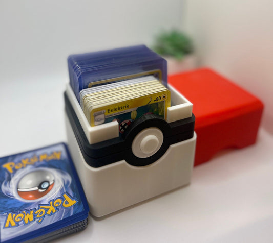 Custom Pokémon TCG deck box holding trading cards compatible with standard card sleeves